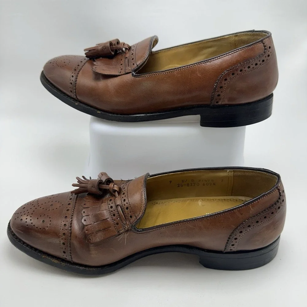 Johnston Murphy Aristocraft Kiltie Tassel‎ Cap Toe Loafers Men's 9 D/B Brown